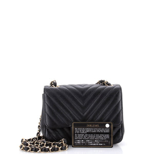 Square Classic Single Flap Bag Chevron Lambskin Mini