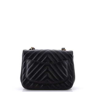 Square Classic Single Flap Bag Chevron Lambskin Mini