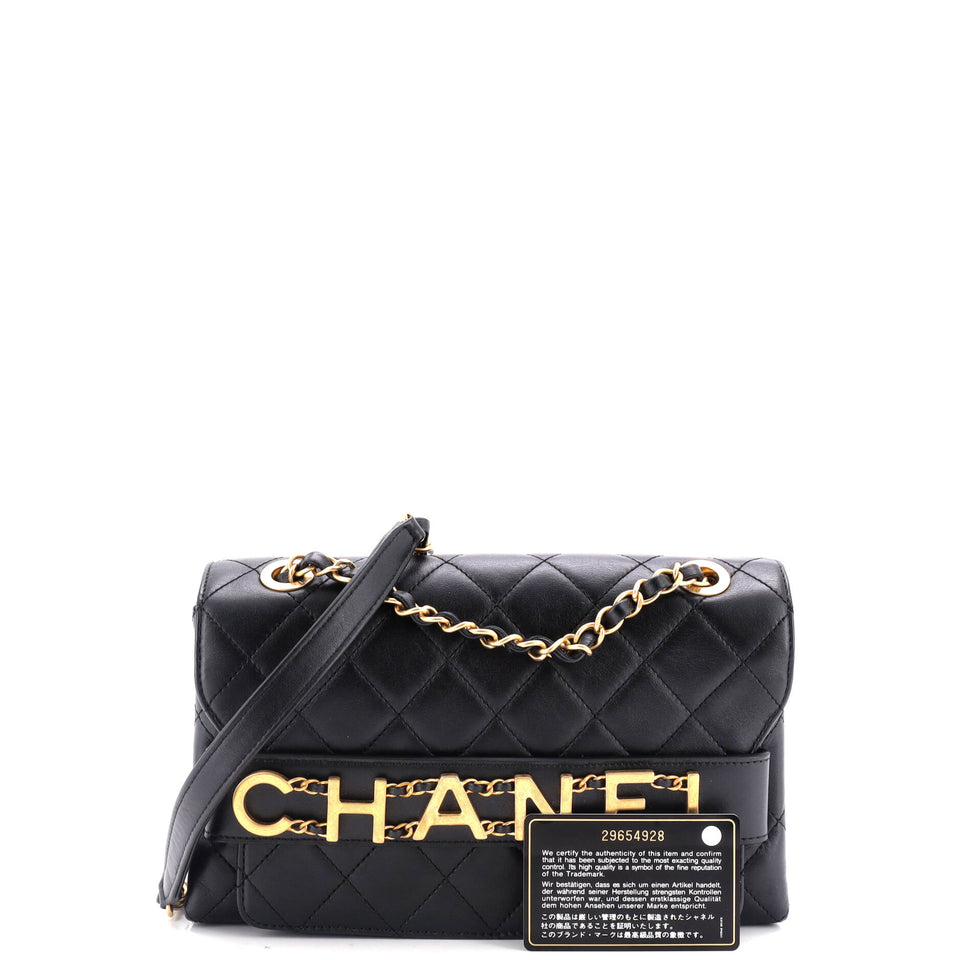 Logo Enchained Flap Bag Quilted Calfskin Medium