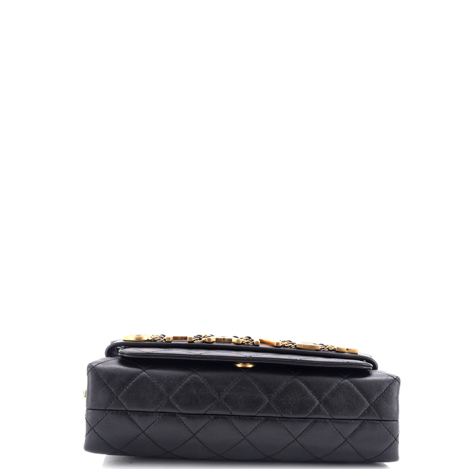 Logo Enchained Flap Bag Quilted Calfskin Medium