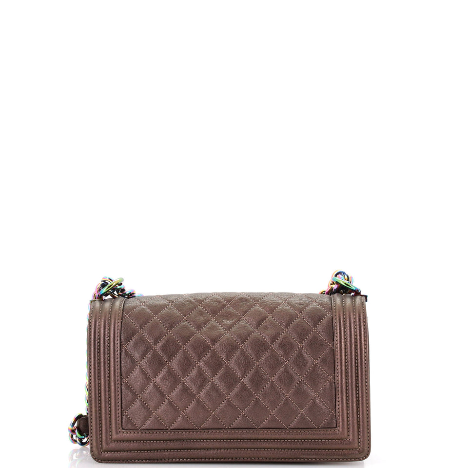 Boy Flap Bag Quilted Iridescent Goatskin Old Medium