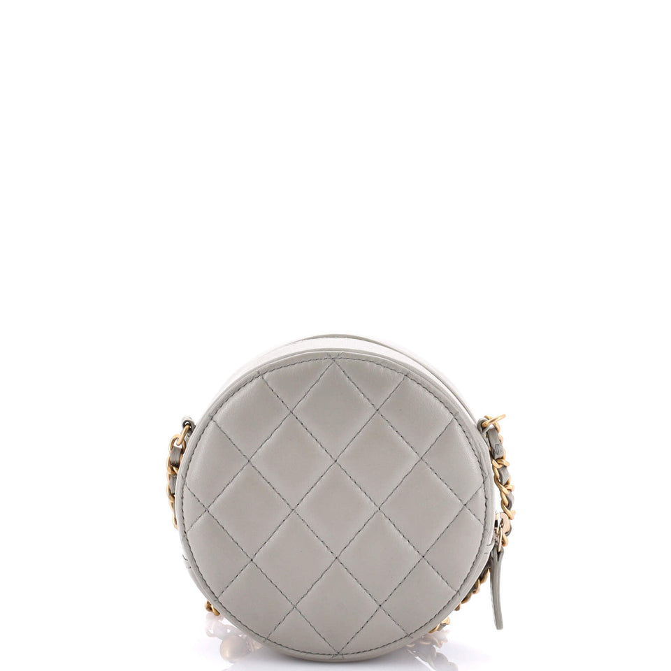 Pearl Crush Round Clutch with Chain Quilted Lambskin