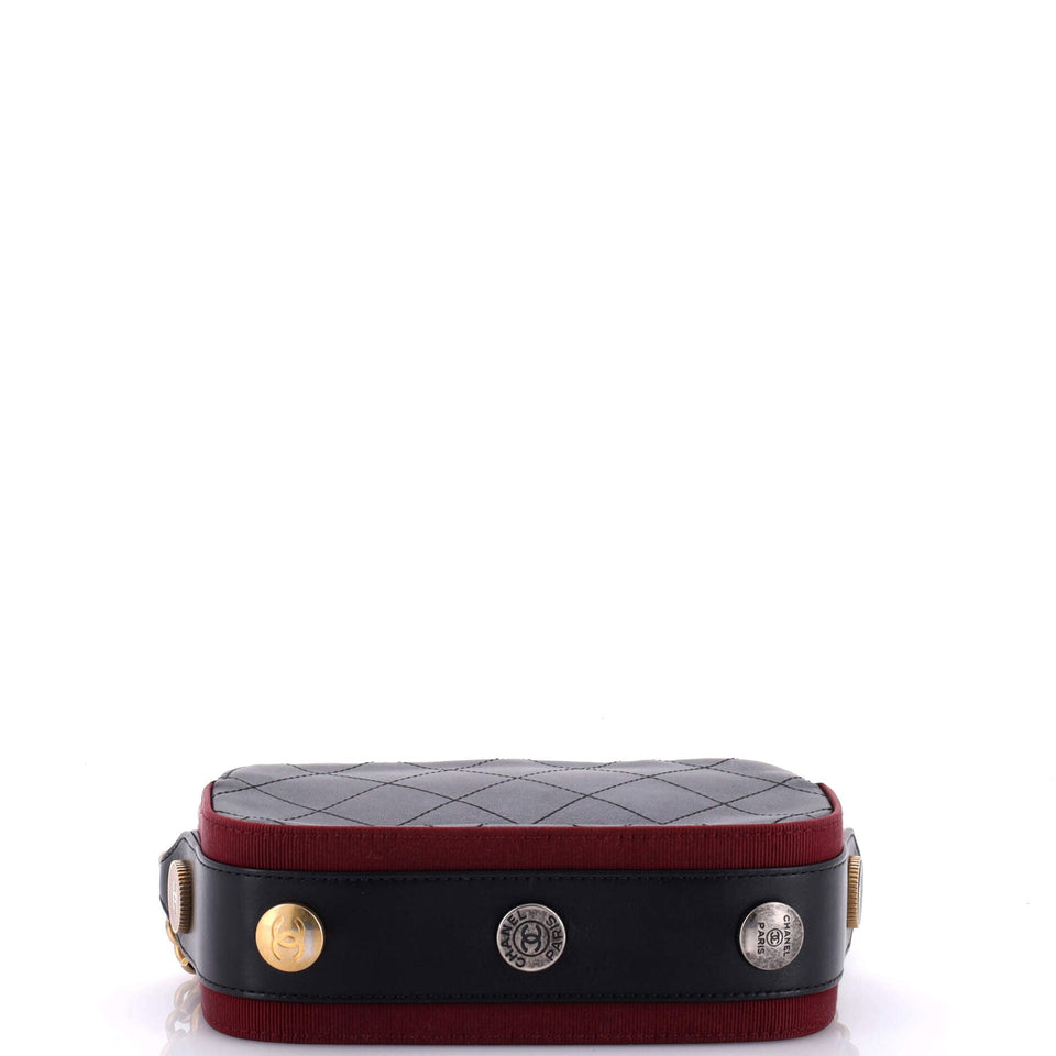 Button Up Camera Case Quilted Calfskin with Grosgrain Mini