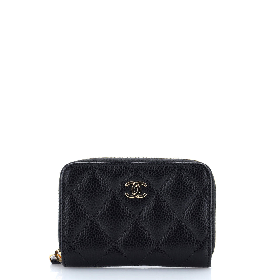 CC Zip Coin Purse Quilted Caviar Small
