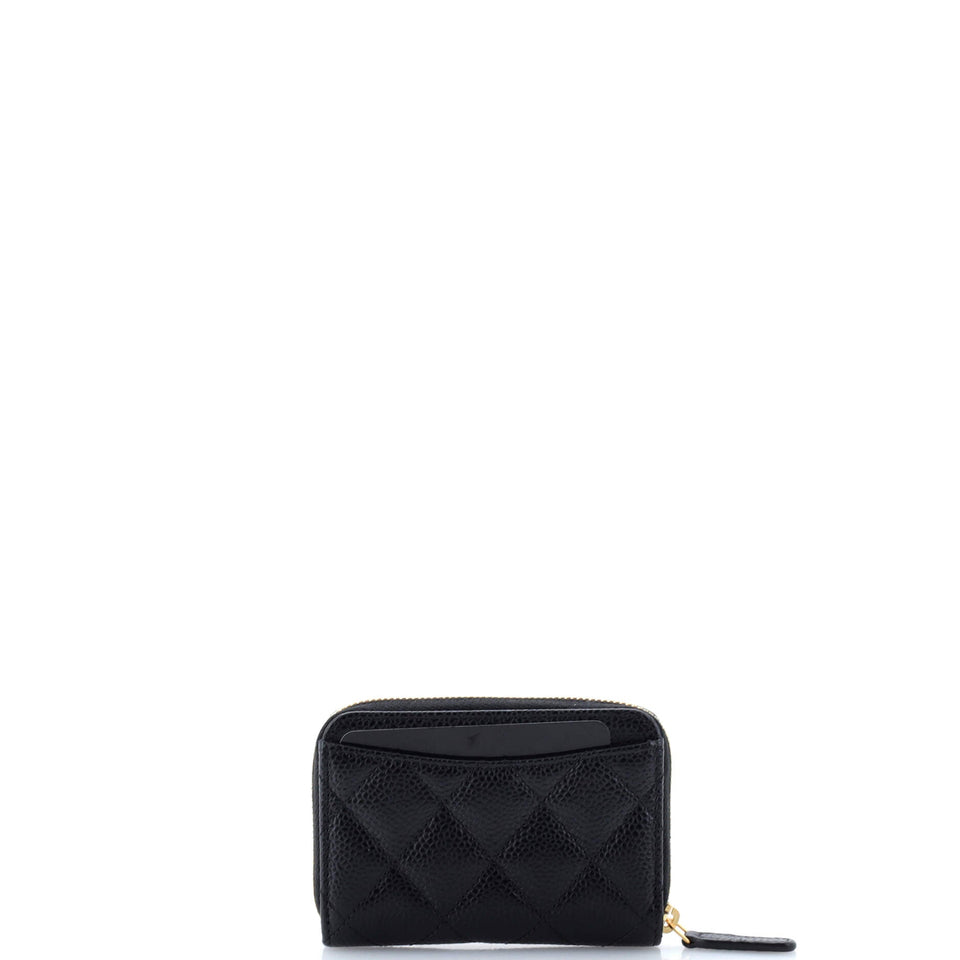 CC Zip Coin Purse Quilted Caviar Small