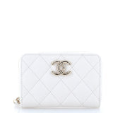 Textured CC Zip Coin Purse Quilted Caviar Medium