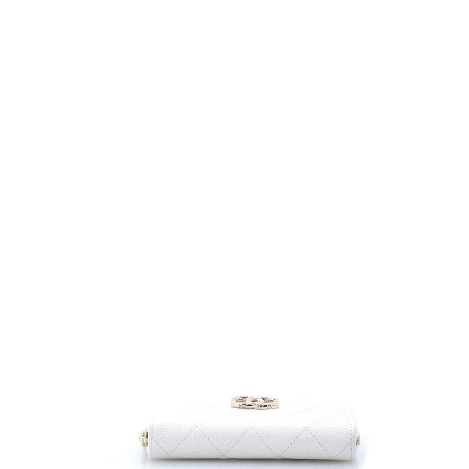 Textured CC Zip Coin Purse Quilted Caviar Medium