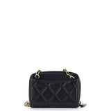 Pearl Crush Zip Around Card Holder on Chain Quilted Lambskin