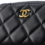 Pearl Crush Zip Around Card Holder on Chain Quilted Lambskin