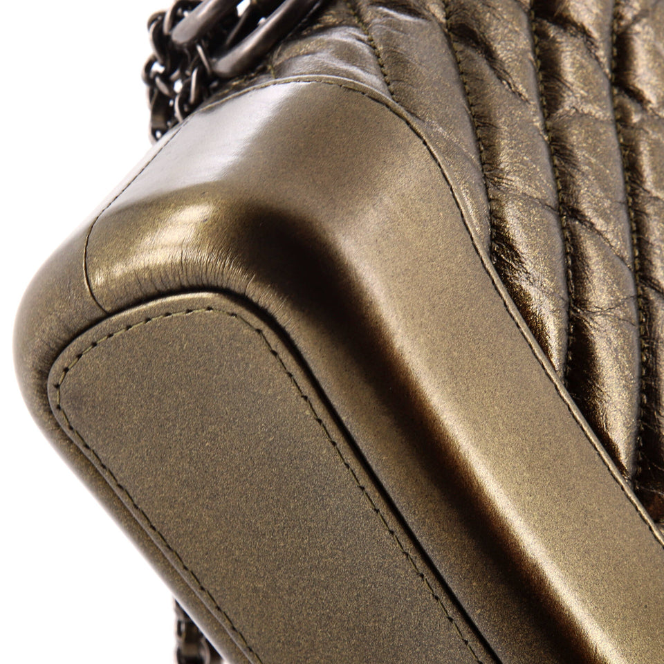 Gabrielle Hobo Chevron Metallic Aged Calfskin Small