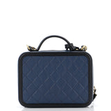 Filigree Vanity Case Quilted Caviar Medium