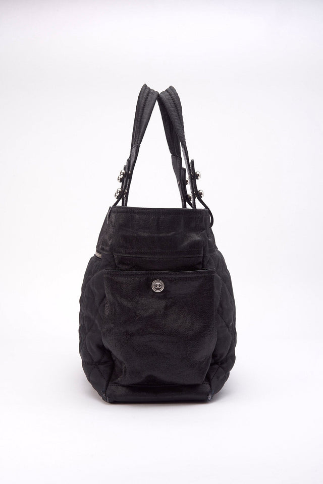Chanel Paris Biarritz Black Nylon Tote Bag