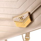 Medal Envelope Flap Bag Chevron Calfskin Large