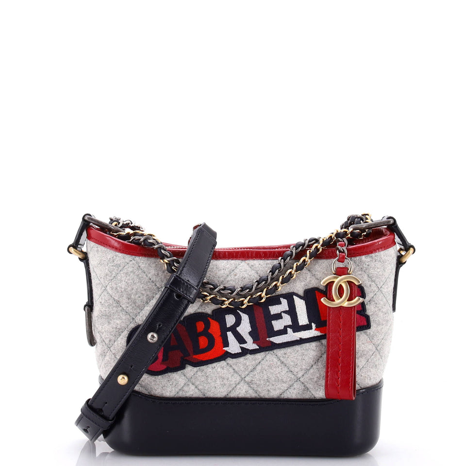 Gabrielle Logo Hobo Quilted Felt and Calfskin Small