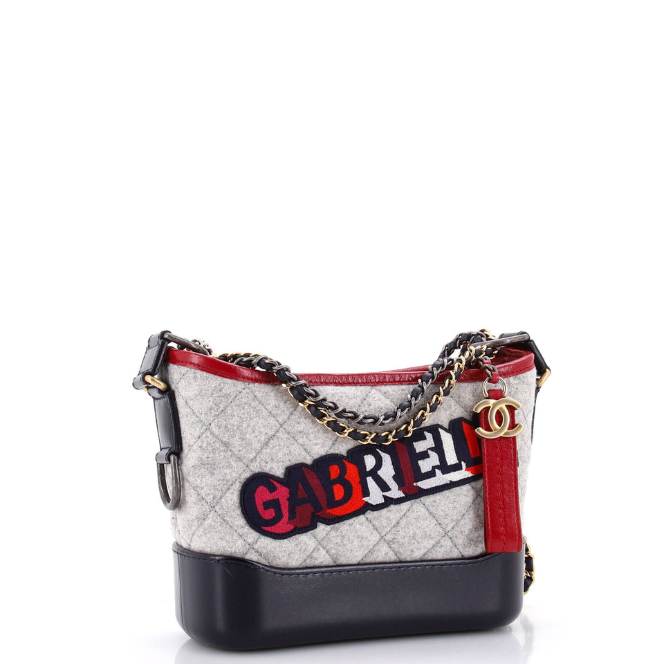 Gabrielle Logo Hobo Quilted Felt and Calfskin Small