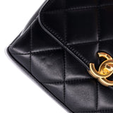 Crystal Logo Letters Chain Handle Flap Bag Quilted Lambskin Mini