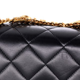 Crystal Logo Letters Chain Handle Flap Bag Quilted Lambskin Mini