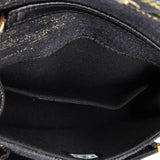 Double You CC Flap Clutch with Chain Quilted Denim