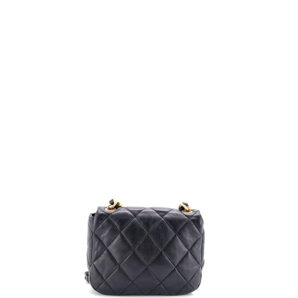Lacquered Metal CC Flap Bag Quilted Lambskin Small