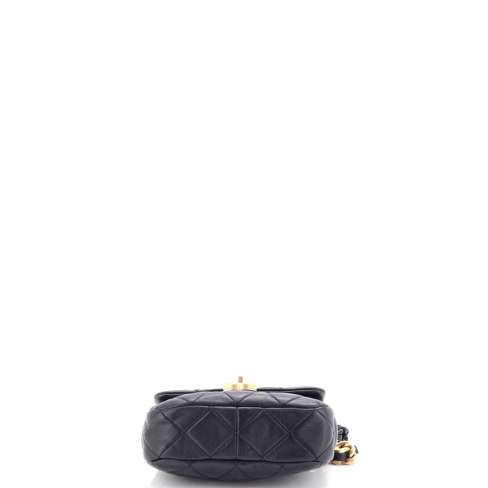 Lacquered Metal CC Flap Bag Quilted Lambskin Small