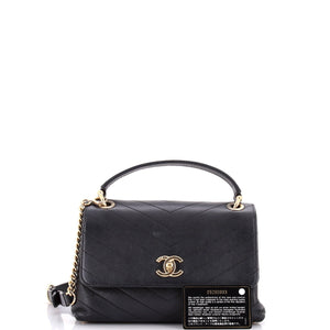 Chevron Chic Top Handle Bag Chevron Calfskin Small