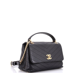 Chevron Chic Top Handle Bag Chevron Calfskin Small
