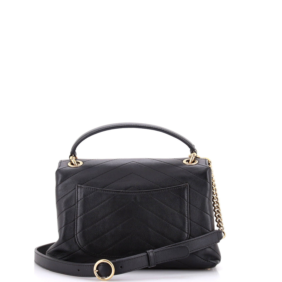 Chevron Chic Top Handle Bag Chevron Calfskin Small