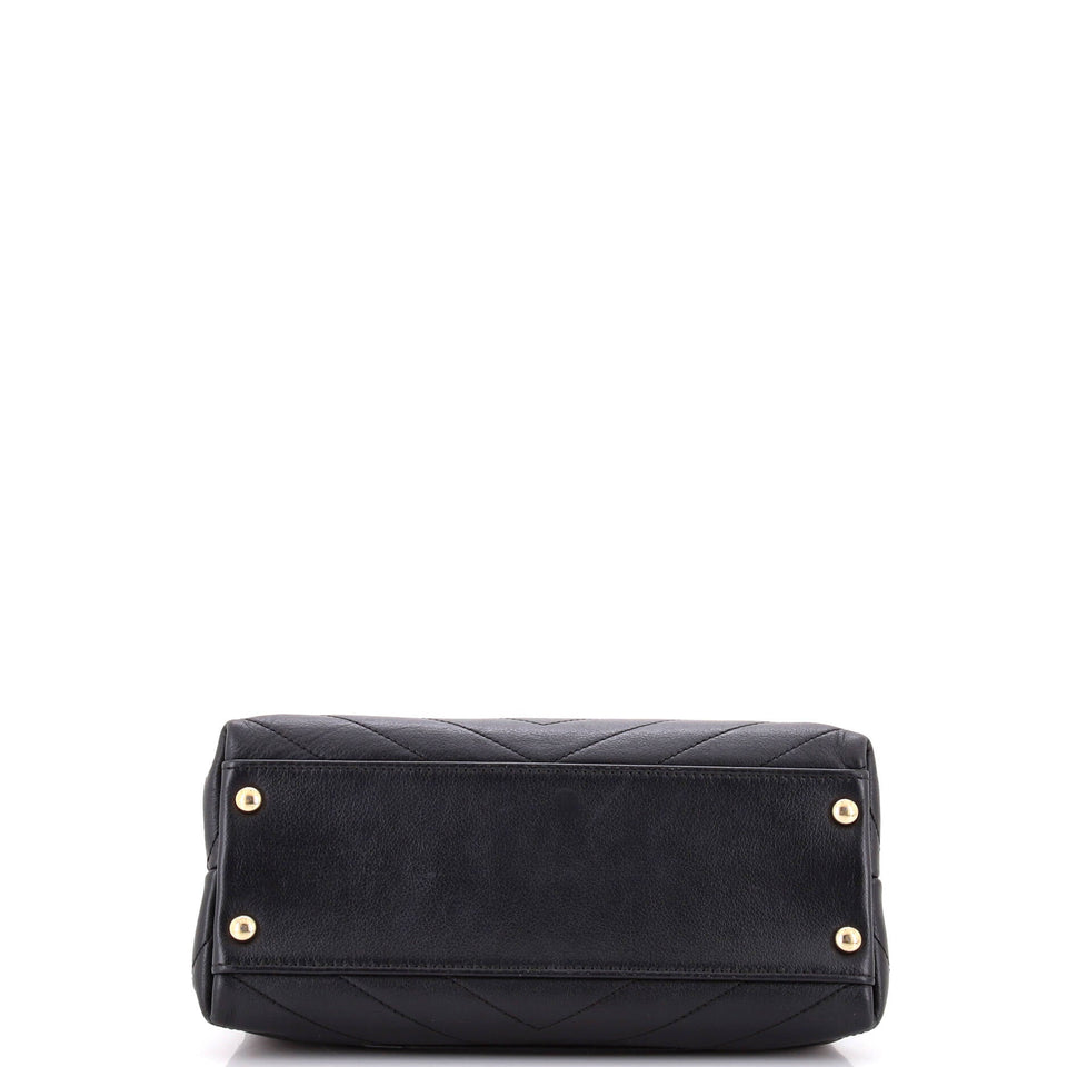 Chevron Chic Top Handle Bag Chevron Calfskin Small