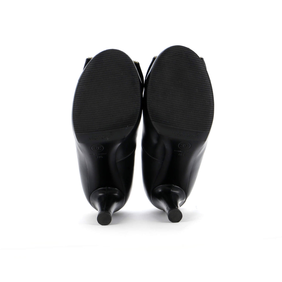 Women's Pearl Bow Cap Toe Pumps Leather with Patent