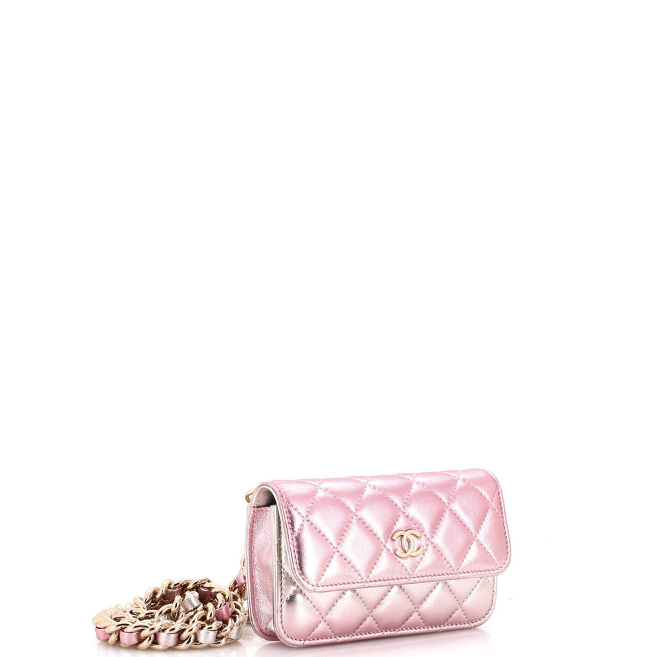 Coco Punk Chain Clutch Quilted Gradient Metallic Lambskin