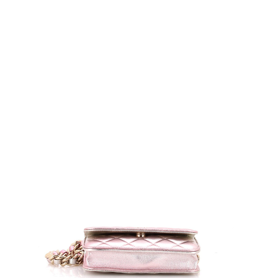 Coco Punk Chain Clutch Quilted Gradient Metallic Lambskin
