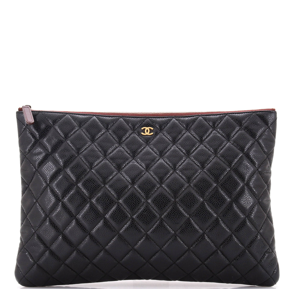 O Case Clutch Quilted Caviar Large