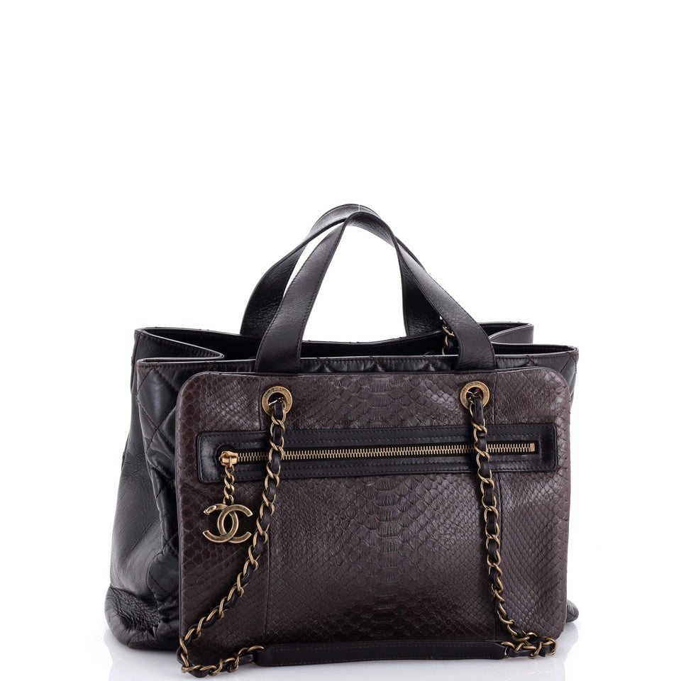 Urban Mix Tote Quilted Glazed Calfskin and Python Medium