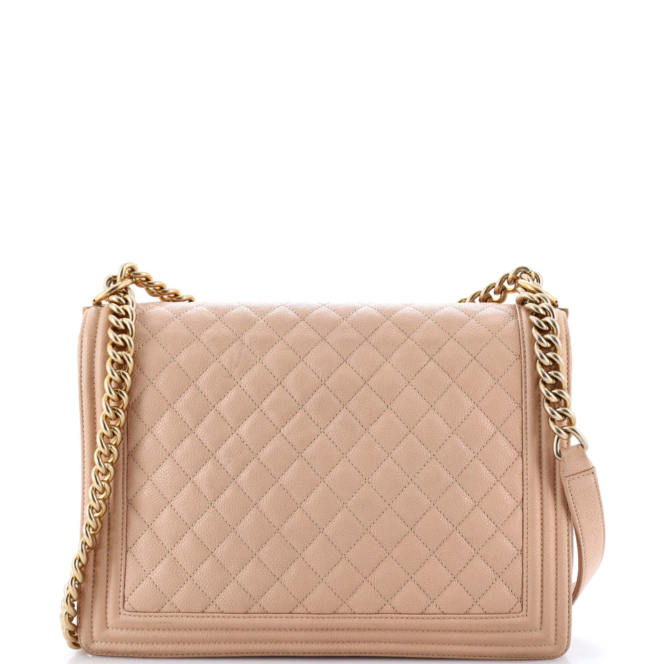 Boy Flap Bag Quilted Caviar Large