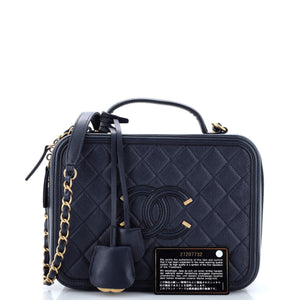 Filigree Vanity Case Quilted Caviar Large