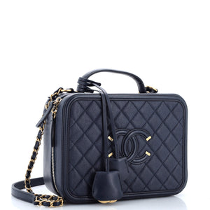 Filigree Vanity Case Quilted Caviar Large