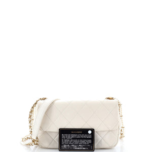 Crystal Pearls Chain Flap Bag Quilted Calfskin Small