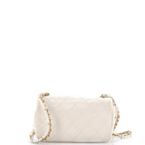 Crystal Pearls Chain Flap Bag Quilted Calfskin Small