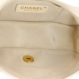 Crystal Pearls Chain Flap Bag Quilted Calfskin Small
