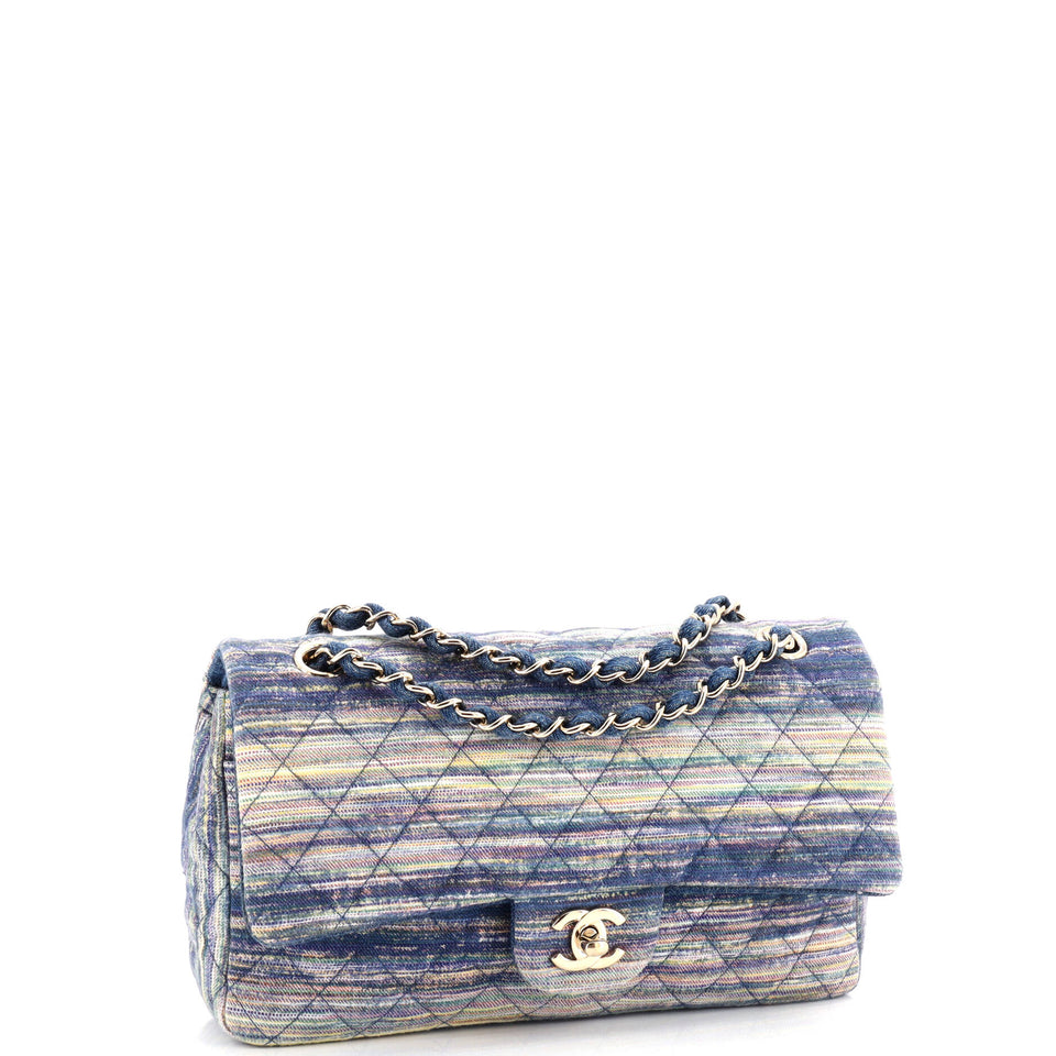 Classic Double Flap Bag Quilted Multicolor Denim Medium