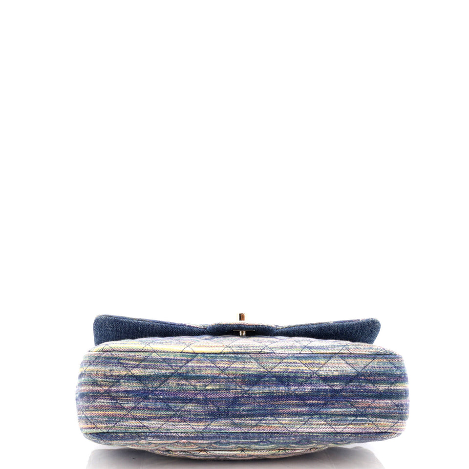 Classic Double Flap Bag Quilted Multicolor Denim Medium