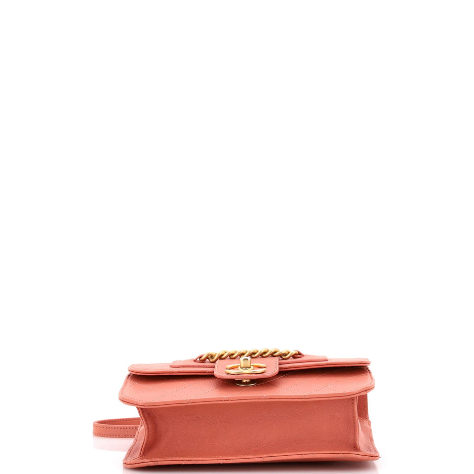 Front Chain Flap Bag Quilted Sheepskin Medium