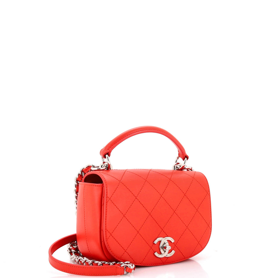 Ring My Bag Top Handle Bag Stitched Calfskin Small