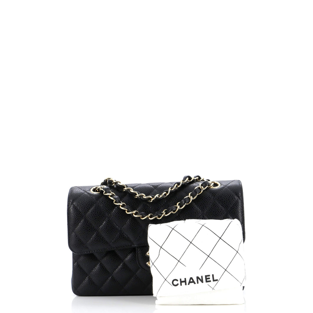 Classic Double Flap Bag Quilted Caviar Small