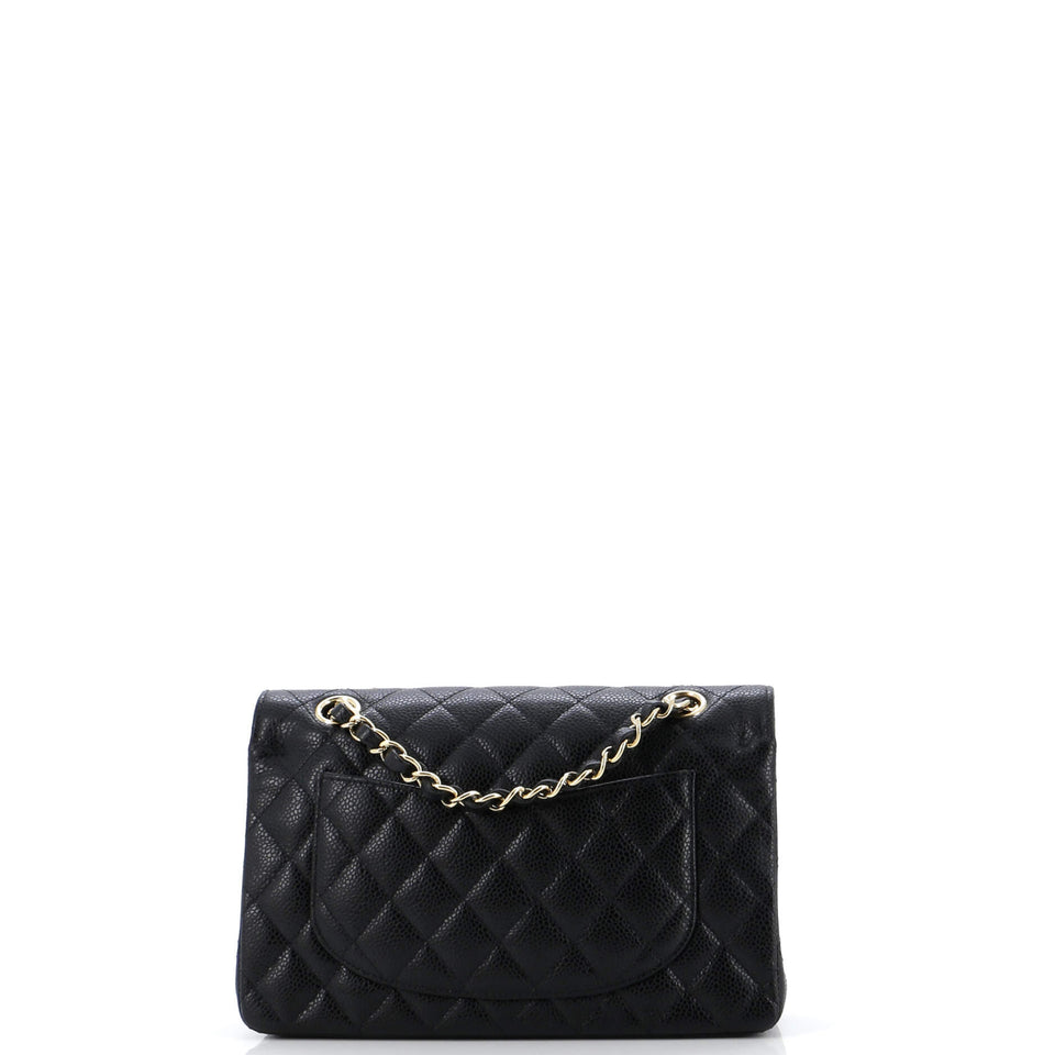 Classic Double Flap Bag Quilted Caviar Small