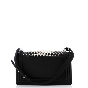 Boy Flap Bag Pearl Embellished Satin Old Medium