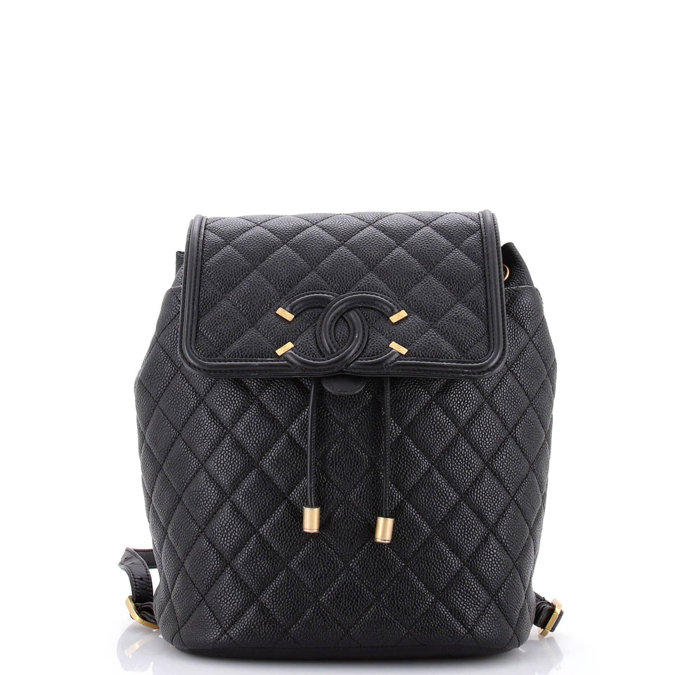 Filigree Backpack Quilted Caviar Large