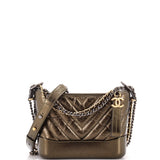 Gabrielle Hobo Chevron Metallic Aged Calfskin Small