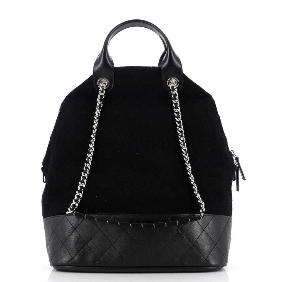 Paris-Hamburg Tote Embroidered Wool with Quilted Calfskin Large