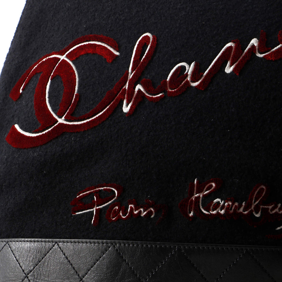 Paris-Hamburg Tote Embroidered Wool with Quilted Calfskin Large